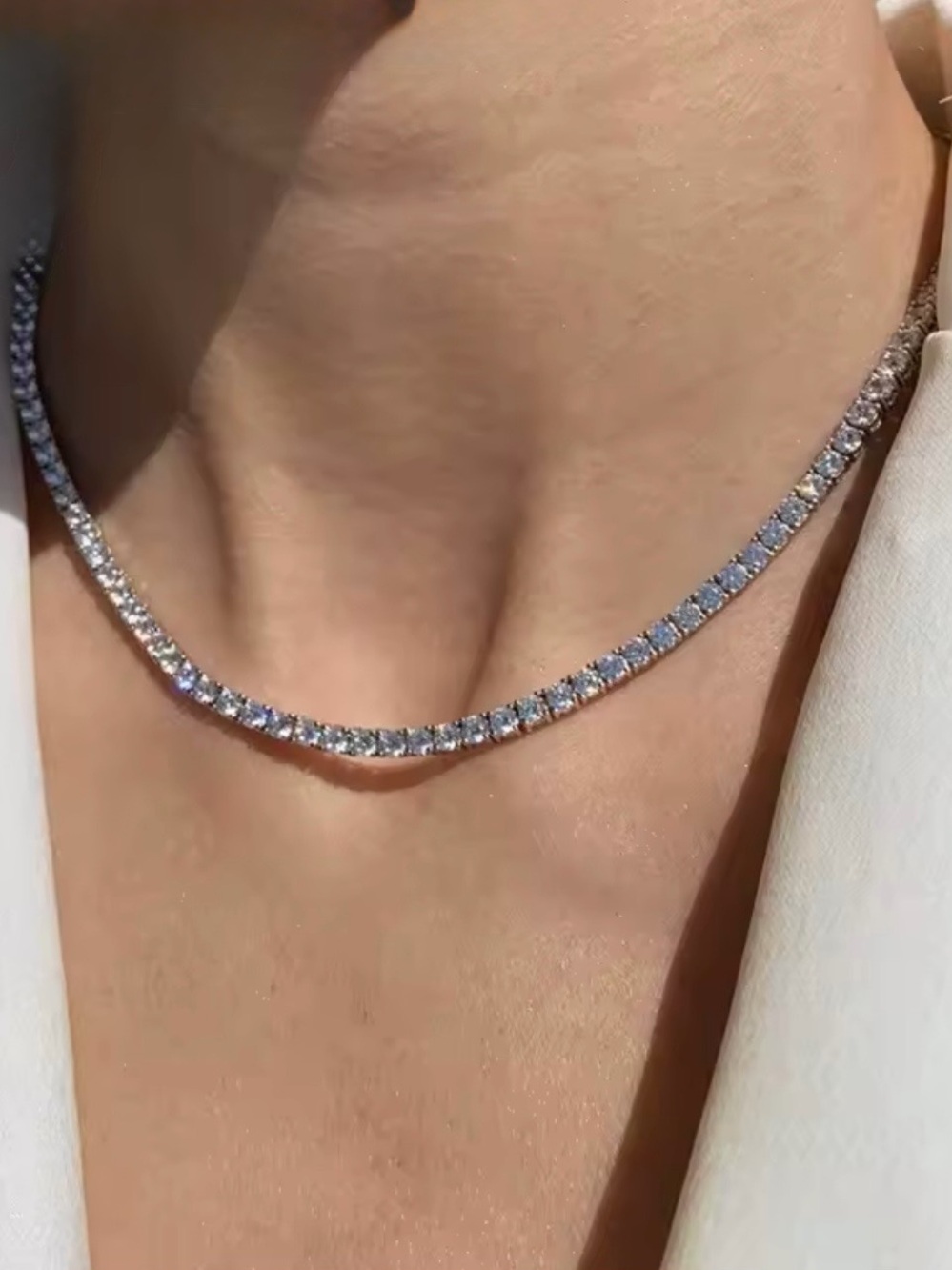 Nordic Ware Silver CZ Tennis Necklace - Sparkling White Stones